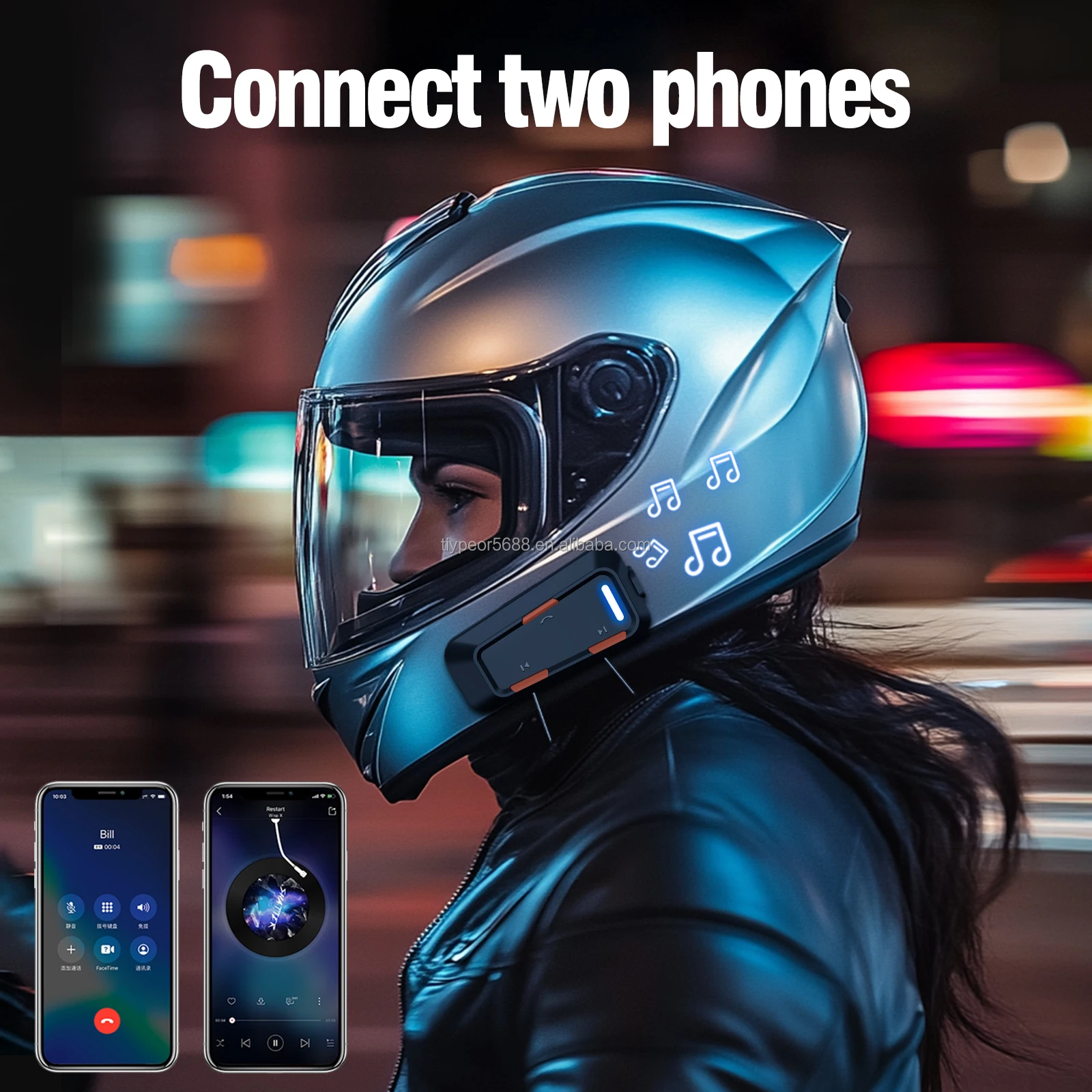 product tiypeor motorcycle noise reduction bluetooth intercom headphones helmet wireless headset with fm radio waterproof ipx5-7