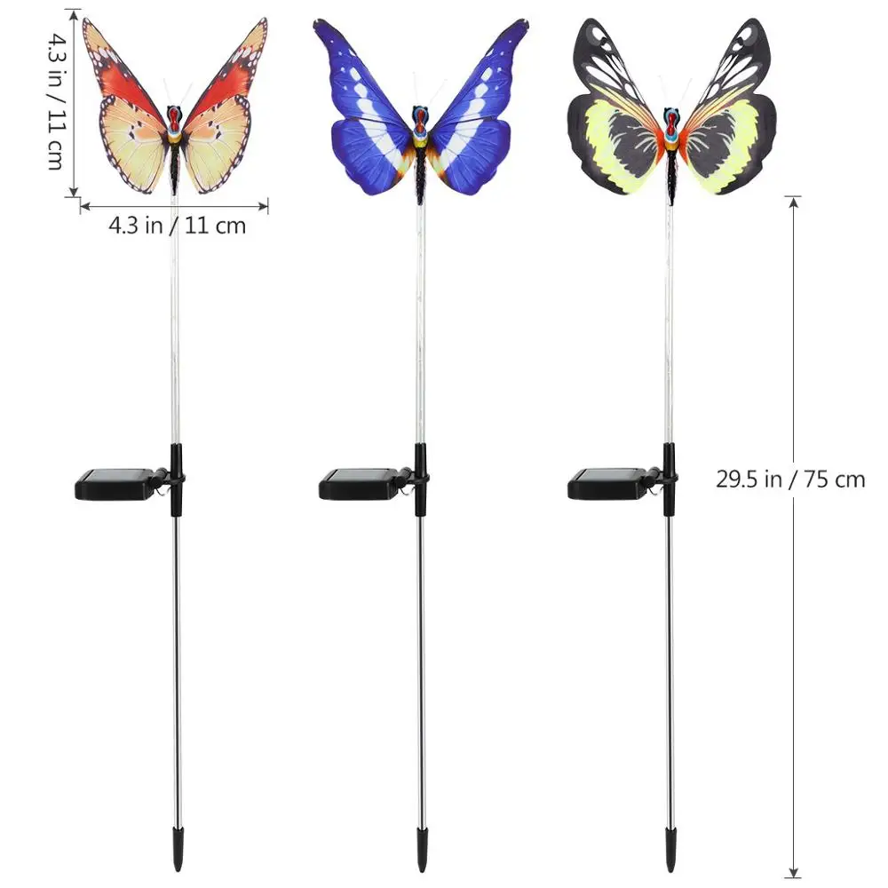 
3 пачки ABS + Акриловые солнечные светодиодные садовые фонари Солнечный Кол свет Бабочка 