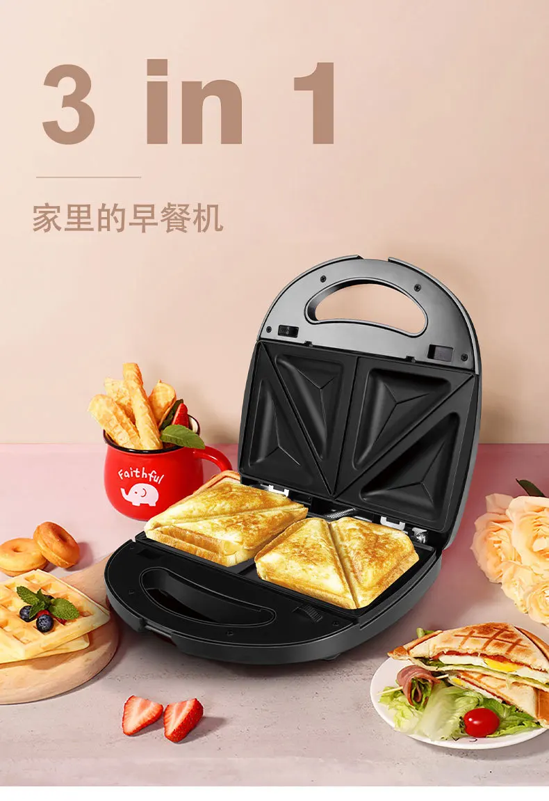4 Slice Toaster Grill Sandwich Maker 3 In 1 Non Sticking Breakfast