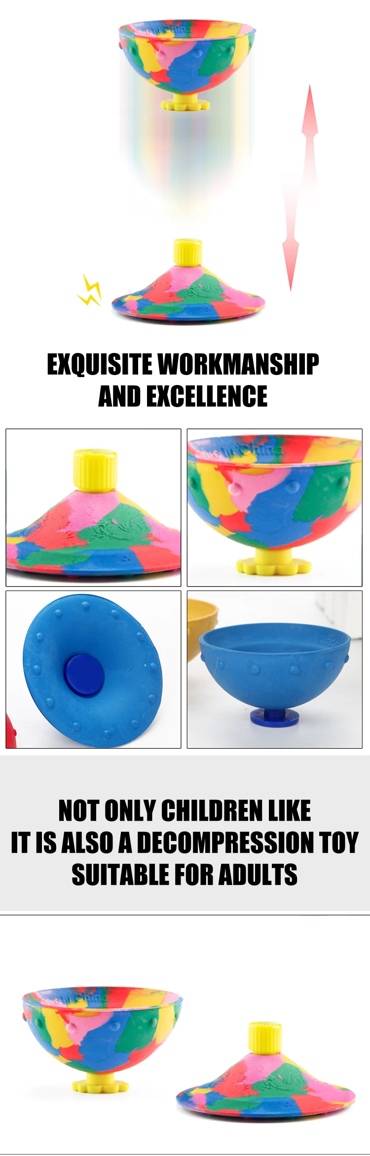 Novelty Squishy Fidget Toys Anti Stress Pop Up Jumping Half Ball