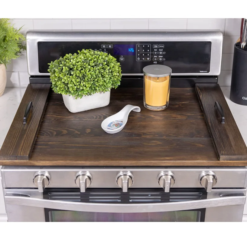 Farmhouse Noodle Board Stove Cover Tray Wood Rustic Electric Gas Stove