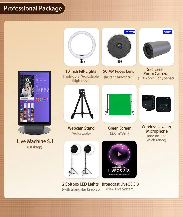 Desktop 15.6 Inch Portable Broadcasting Setup Lcd Screen Camera Android Live All In One Machine