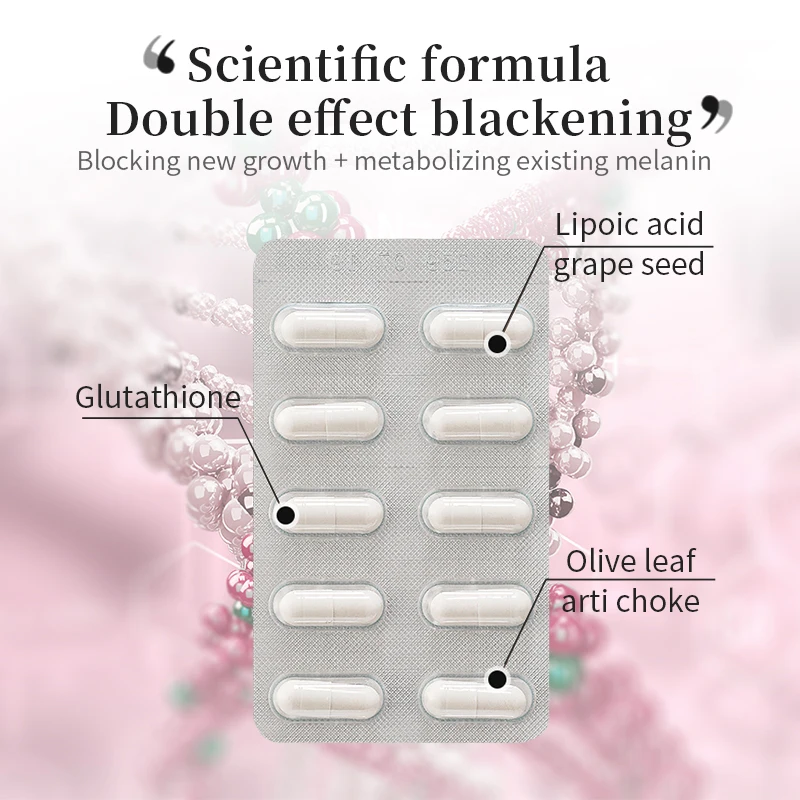 Private Labels Skin Whitening Capsule Pills Supplement Melanin Collagen  L-Glutathione White Bright Best Skin Whitening Pill