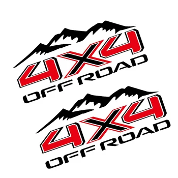 2Pcs 4x4 Off Road Racing Decal Stickers with Mountain Vinyl Sticker for Truck Bedside Car Accessories