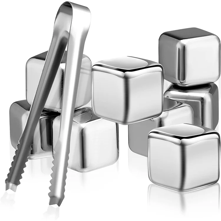 China Factory Wholesale Custom Square Stainless Steel Ice Cube Tray 27mm Reusable Ice Cubes for Whiskey Vodka Liqueurs Wine OEM