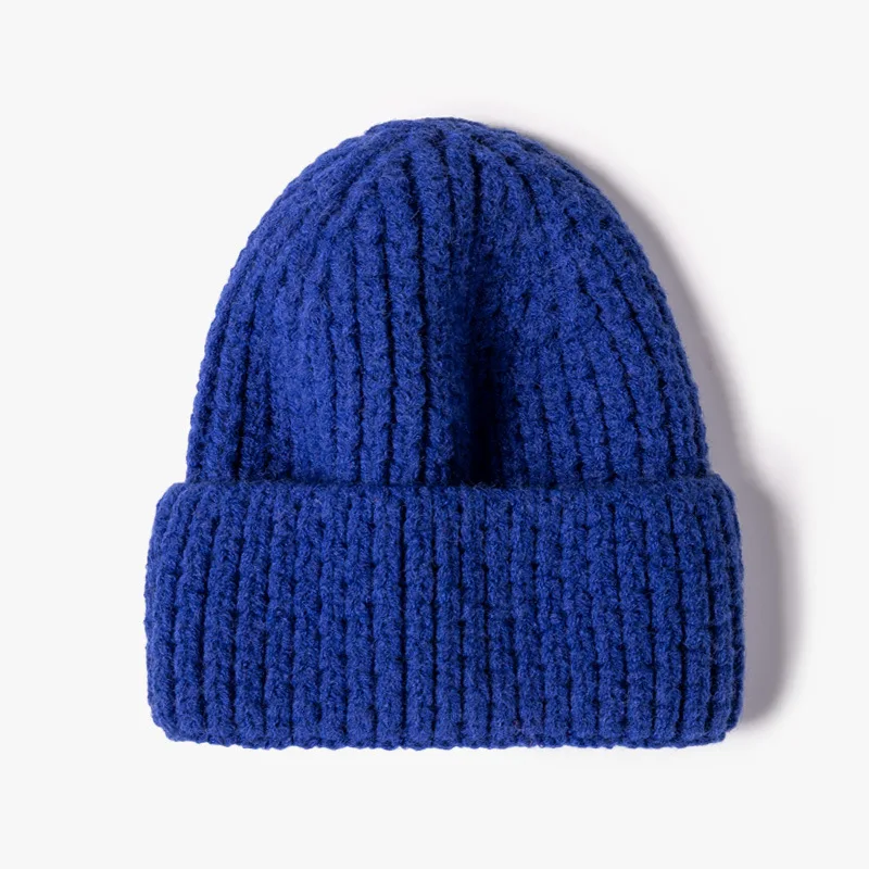 Solid Wool Blend Cozy Soft Warm Ribs Custom Knitted Beanie Winter Hats With Embroidery