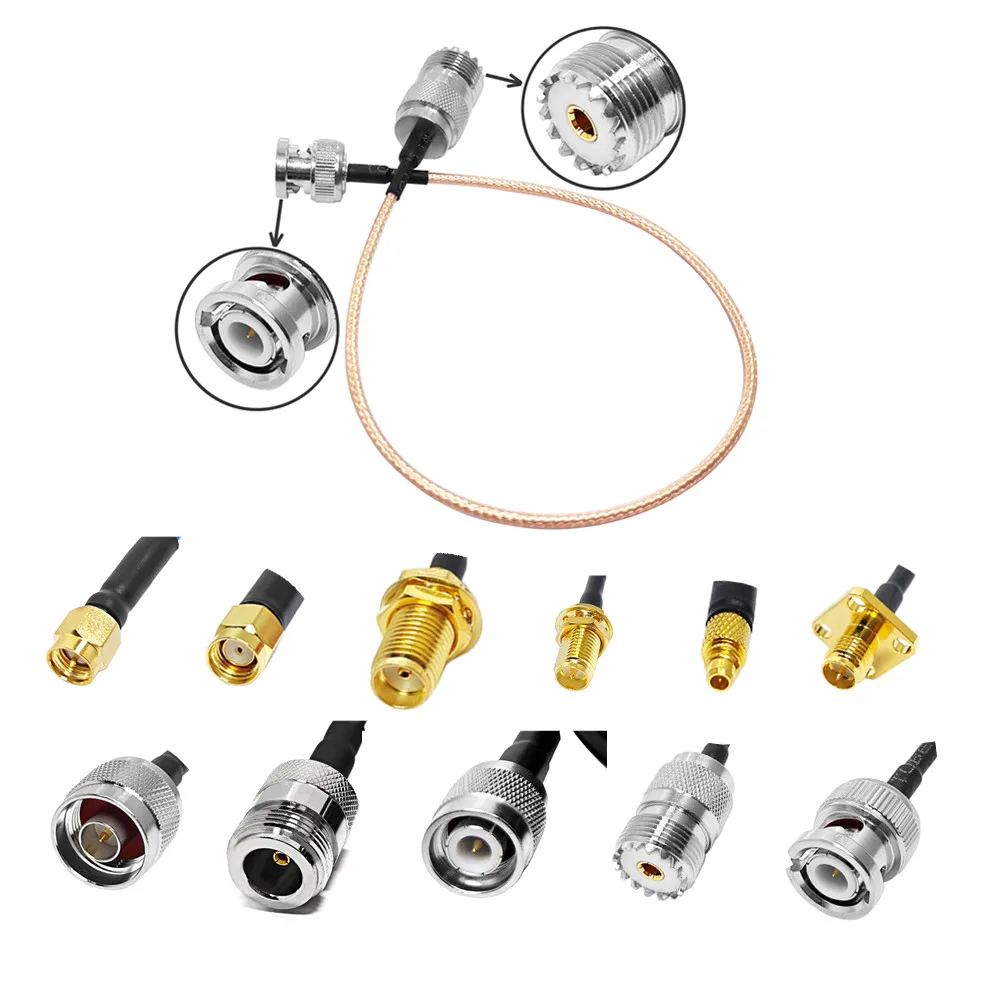 工場直供 RG316 RG178 同軸ケーブル BNCメスプラグからSMA/N/TNC/MMCX/UHF SO239 フェムアレパネルマウントケーブルアセンブリ