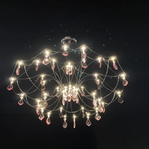 ECOJAS Hotel Lobby Villa Living Room Chandelier Red Crystal Chandelier Glass Pendent Light