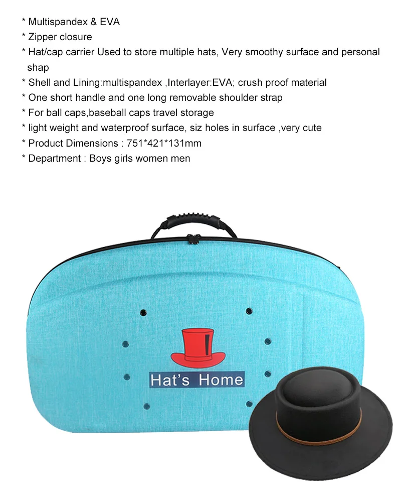 Travel Hat Case Crush Proof Hard Carrier for Fedora Carry-On Storage  Backpack