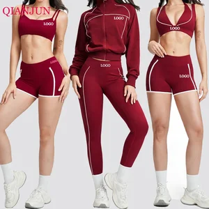 Wholesale Sportswear Breathable Workout Sets Sports Bra Butt Leggings&Shorts Gym Fitness Workout Yoga Sets With Jacket