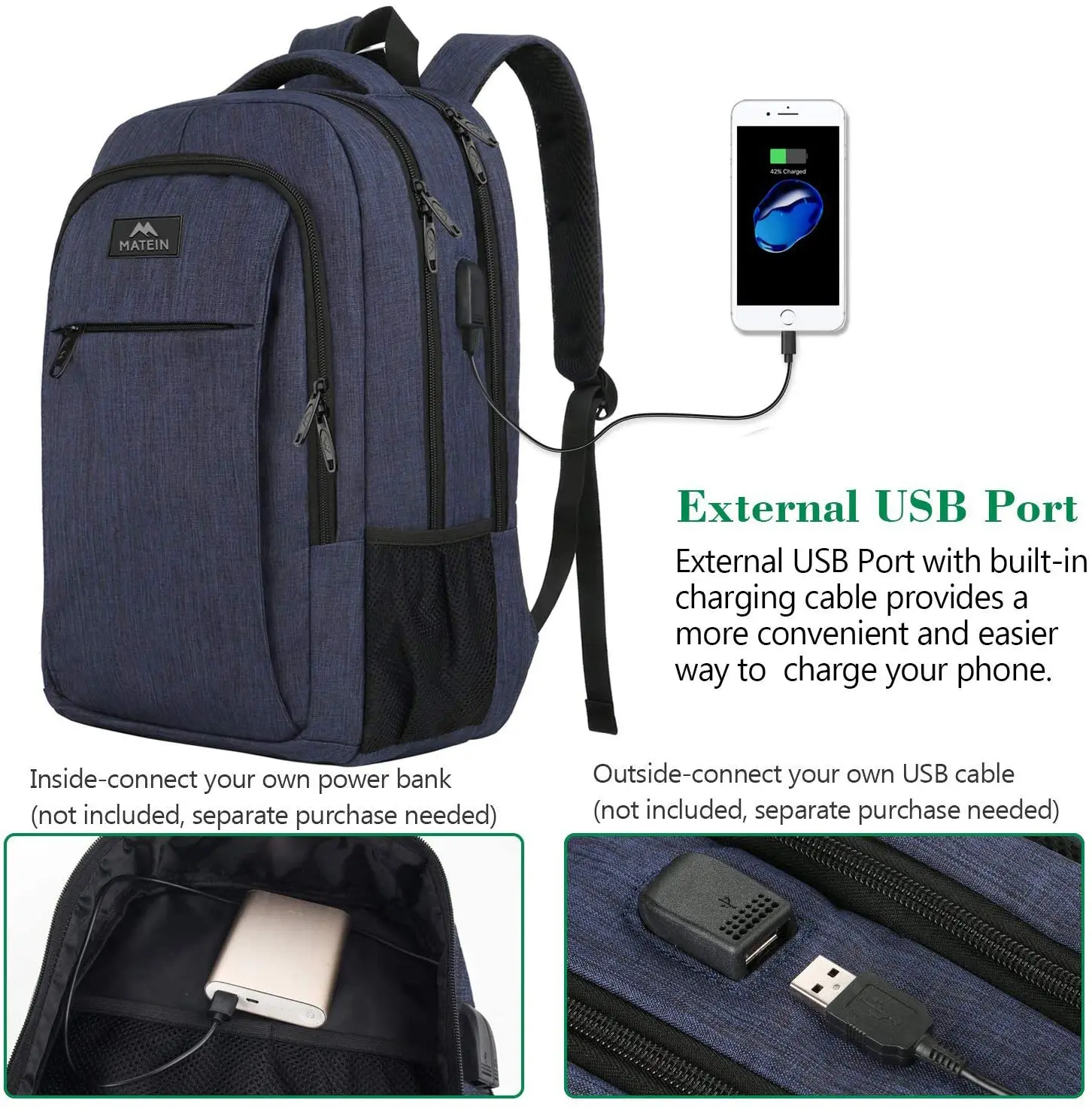 Sac à Dos - MATEIN - 17 Pouces - Antivol - Chargement USB