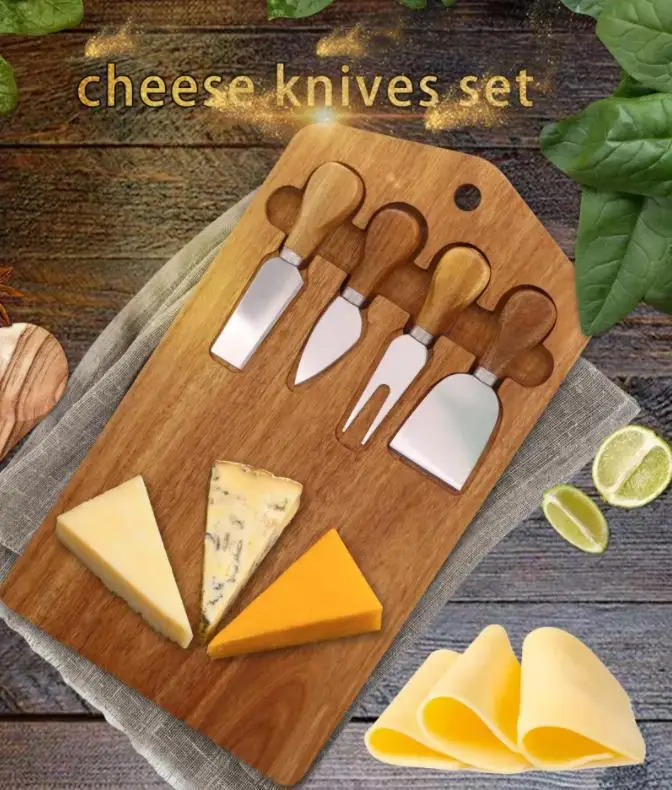 Acacia Wood Chopping Board Wooden Cheese Steak Solid Wood Cheese Board Knife Combination Set