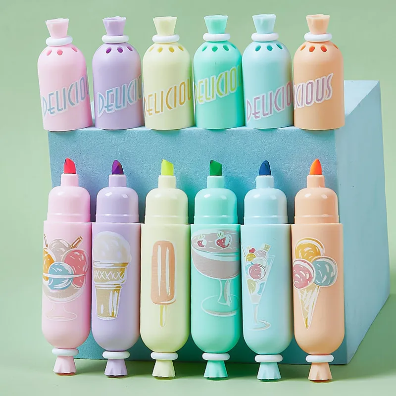 Корейский милый мультяшный мини-колбасный пластиковый необычный многоцветный маркер набор чернильных ручек маркеров