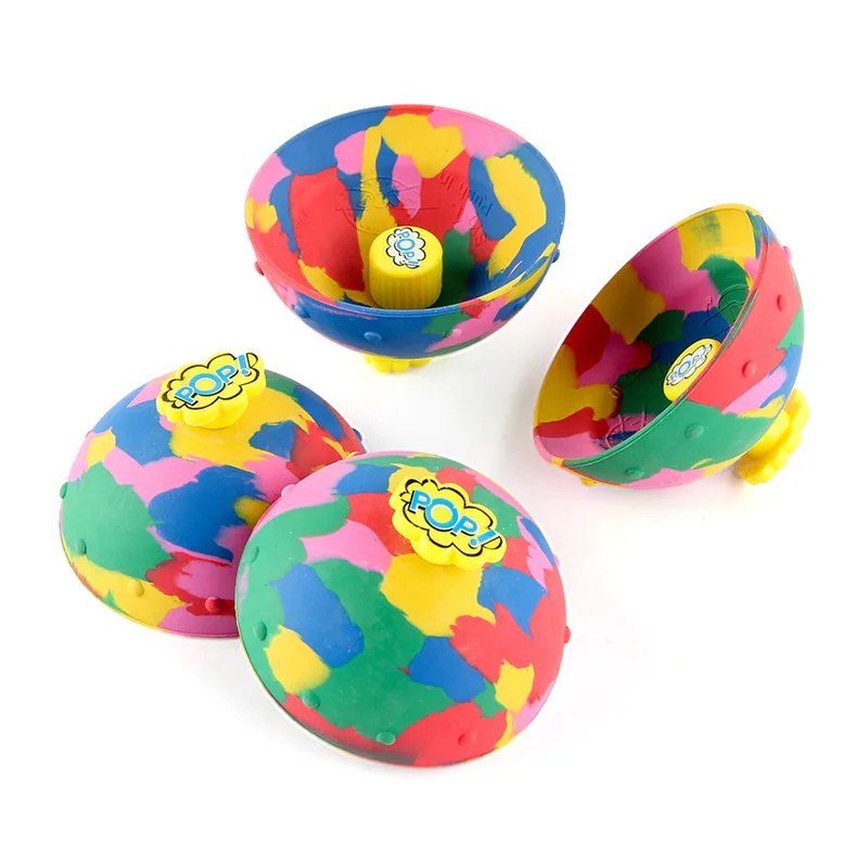 Hop Pops Toys Rubber Colourful Camouflage Bounce Bowl Spinning Top
