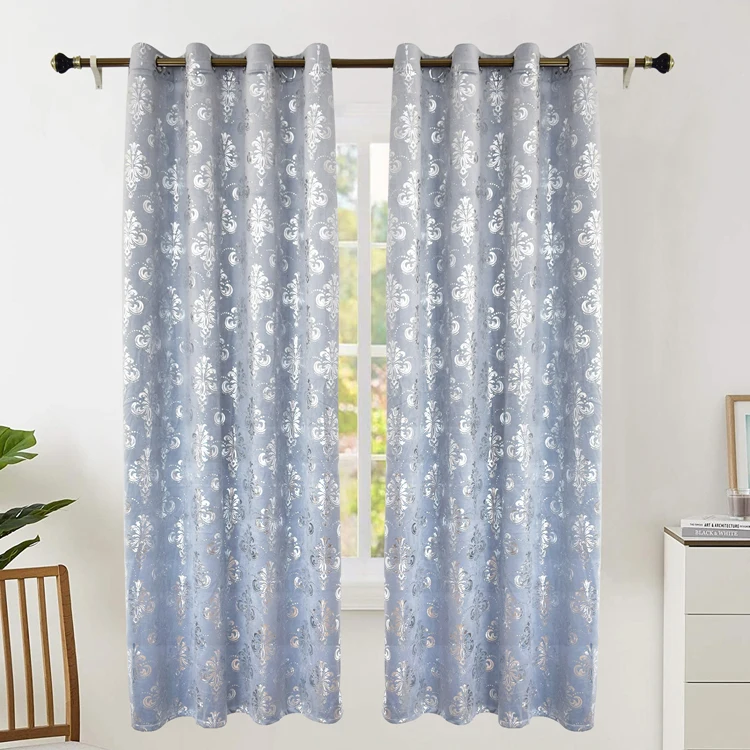 New Design Nordic luxury Polyester s fold curtains dining room thermal curtain with attach valance for living room