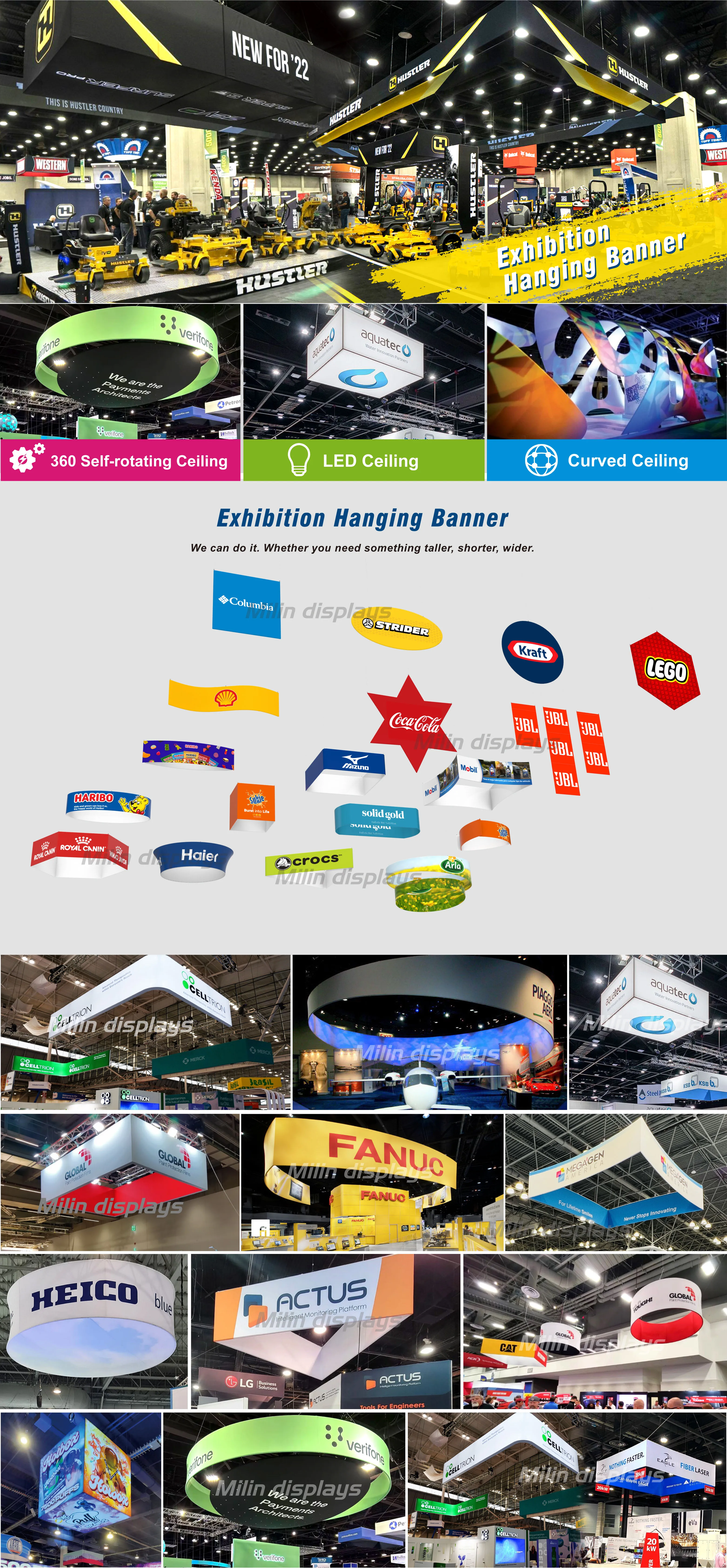 Custom Exhibition Booth Displays Square Advertising Ceiling Banner for ...