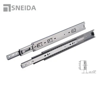 SNEIDA   Hardware 3-Section hot sale 35/45mm blue zinc plated ball bearing drawer slide for furniture drawer slide rail