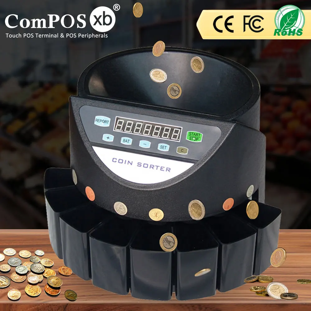 高品質コインカウンター、スタンプコイン製造機、コイン計数機、USD/ユーロ/カナダコイン対応、黒白