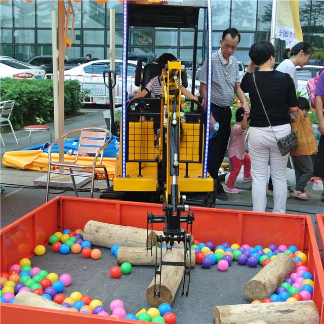 Yellow Mini Electric Coin-Operated Metal Crane for Children Indoor Timber Grab & Excav for Adventure Parks & Trampoline Parks