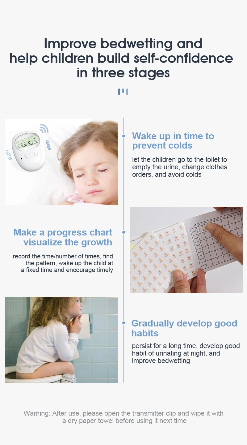 Iksbeauty Wireless Enuresis Baby Bed Wetting Alarm Deep Sleep Vibration Sound Wireless Bed