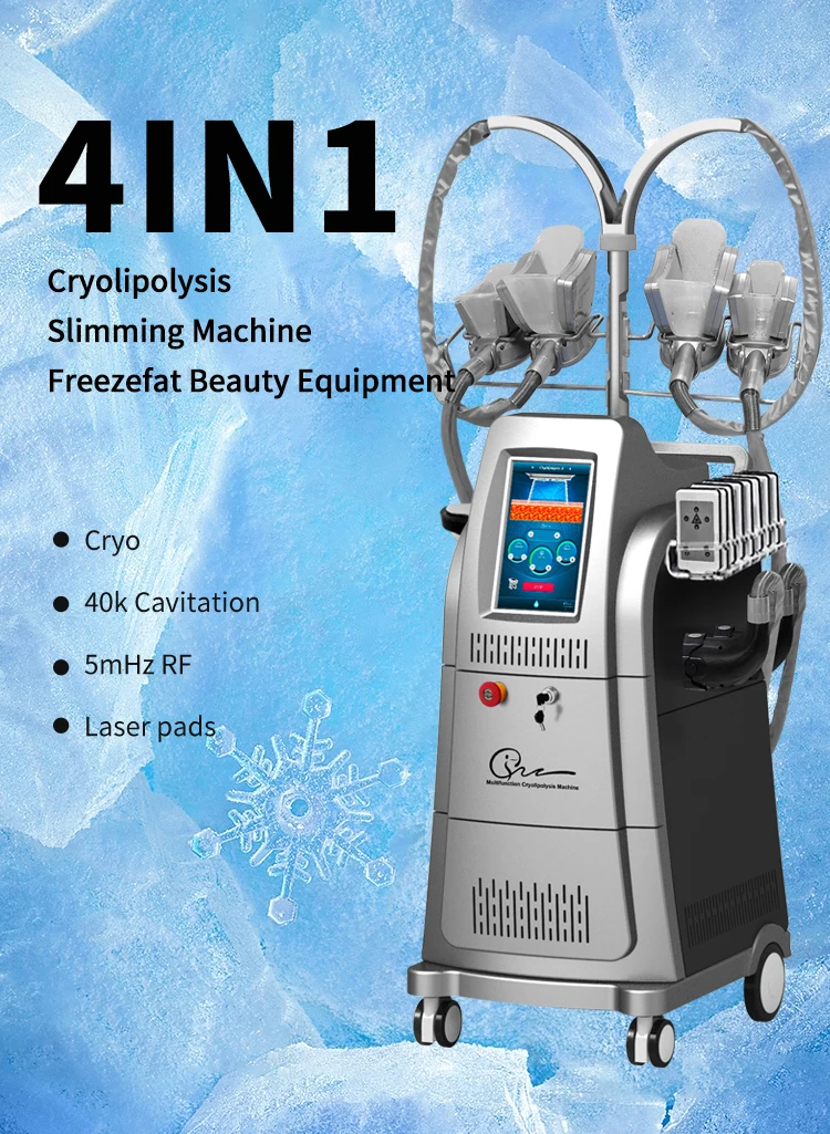 <p data-pm-slice="1 3 []">The Cryolipolysis and Body Slimming Machine is a multifunctional body contouring system designed for professional aesthetic salons, Med Spas, and beauty clinics. Combining controlled cooling, 40KHz ultrasonic cavitation, 6-polar radiofrequency (RF), and laser lipolysis in one platform, it offers multiple treatment modalities for customized body contouring services.</p> The system includes four cryolipolysis applicators—2 large, 1 medium, and 1 small—alongside dedicated cavitation, RF, and laser lipolysis attachments. With adjustable vacuum pressure of 0–80 kPa and a cooling range of -10°C to 10°C, it provides versatile configuration options for professional body treatment protocols. <strong>Key Features</strong> <ul data-spread="false"> <li>Multiple technologies integrated into one body contouring platform</li> <li>Four cryolipolysis applicators in three sizes</li> <li>40KHz ultrasonic cavitation</li> <li>6-polar RF handpiece for body contouring applications</li> <li>Laser lipolysis attachments with specified 100 mW-per-emitter output, subject to manufacturer confirmation</li> <li>Adjustable negative pressure from 0 to 80 kPa</li> <li>Dual-voltage options for different electrical markets, subject to configuration confirmation</li> </ul> Cryolipolysis Body Slimming Machine with Cavitation RF & Laser Lipolysis