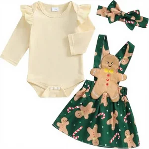 My First Christmas Baby Girl Newborn Romper Skirts Set Fall Winter Infant Clothes