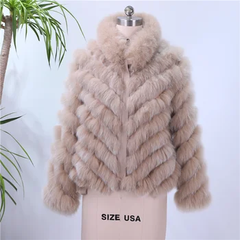 High-Grade 100% Silk Fabric+Fox Cloth Fabric Coats Winter Warm Puff Short Thick Real Fur Coats For Women