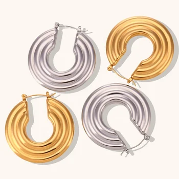 Dingran 2023 New Arrival Jewelry Multiple Layer Hoop Earring Gold Plated Non Tarnish Hollow Out Earrings