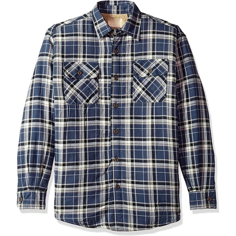 Custom Flannel Sherpa ed Mens plaid Shirt casual full sleeves plus size flannel shirts_voghion.com
