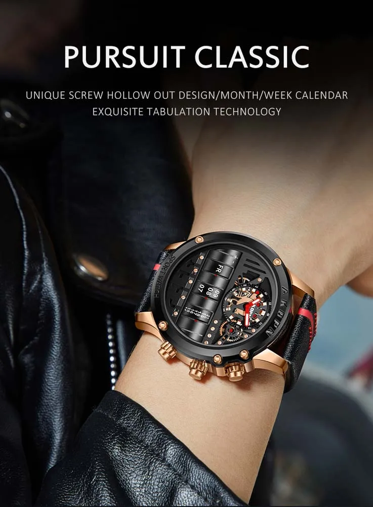 AKDPN Luxury Style Quartz Watch Leather Strap Chronograph Watch For Men A9022