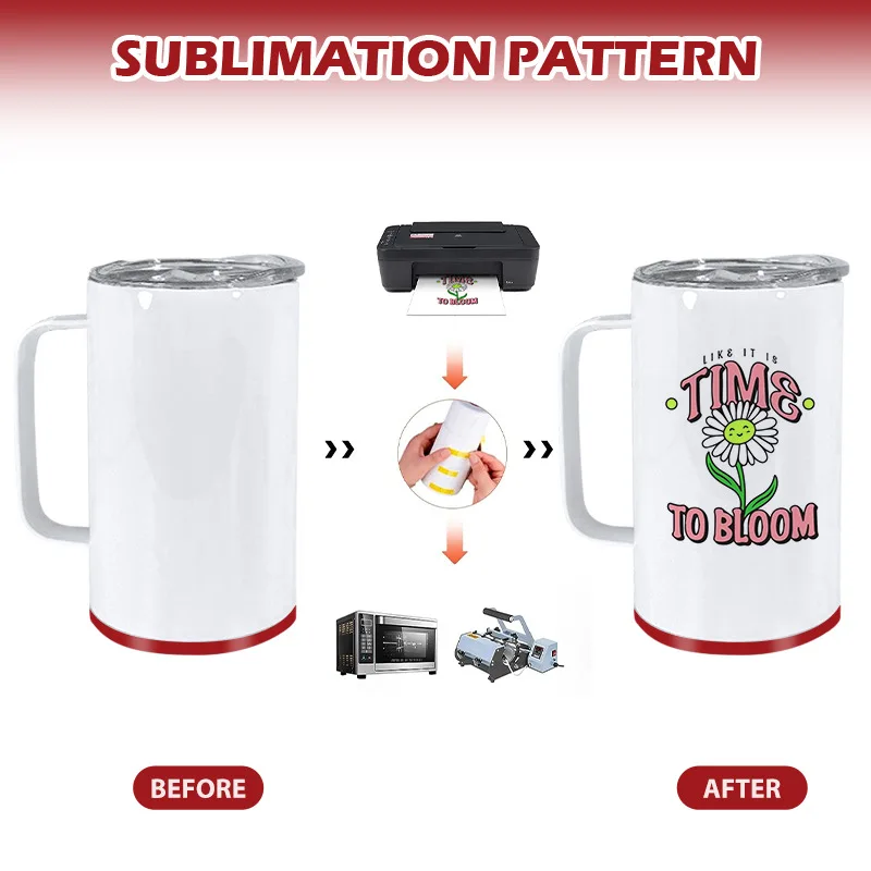 Hochwertiger 400-ml-Sublimationsbecher aus doppelwandigem, vakuumisoliertem Edelstahl mit Henkel_voghion.com