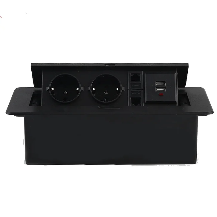 EU Multifunctional Conference Table Socket Computer Network Desktop Socket USB Charging Socket Two European Standard Slow POP De