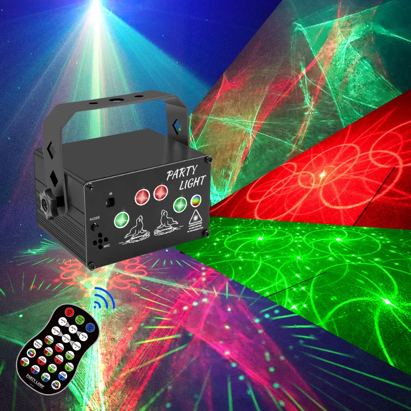 Disco Light RGB LED Laser Stage Beam Lighting Sound Activated DJ Party Lights With Strobe Flash Effect Usb Power Projector Lamp