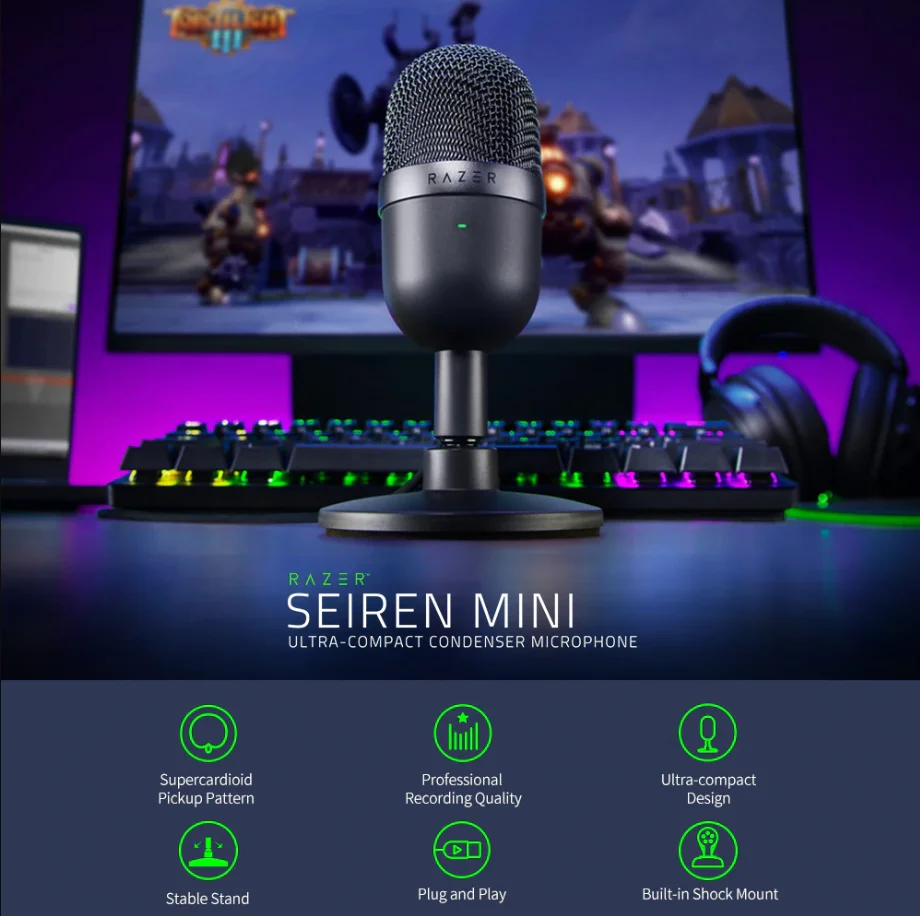 Razer Seiren Mini Maroc - Microphone Razer - Workstation Maroc