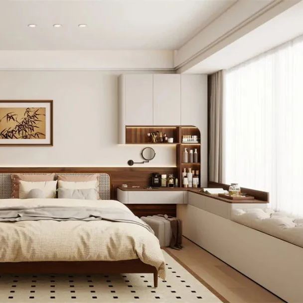 Melinco WPC Boutique Display Cabinet and Same Color Accent Wall with Track Door Retail Store Fixture Bedroom Cabinet