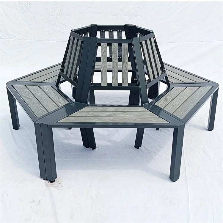 Yoho New Outdoor Round Tree Bench Durable Iron Metal Material Aluminum Tube Patio Bench for Park Gym Workshop Mall Entry Patio