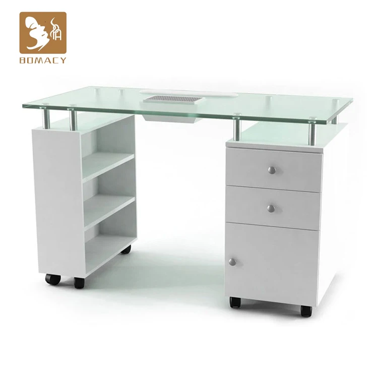 Bomacy Rolling  Nail Desk with Dust Collector Cheap Nail with Vent Salon Manicure Furniture Manicure Light Luxury Nail Table