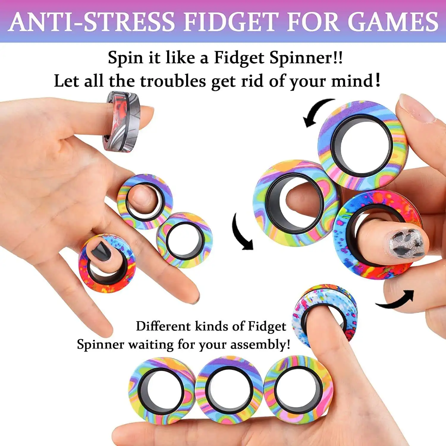 Magnetic Fidget Spinners Rings Idea Anxiety Decompression Fidget Toys ...