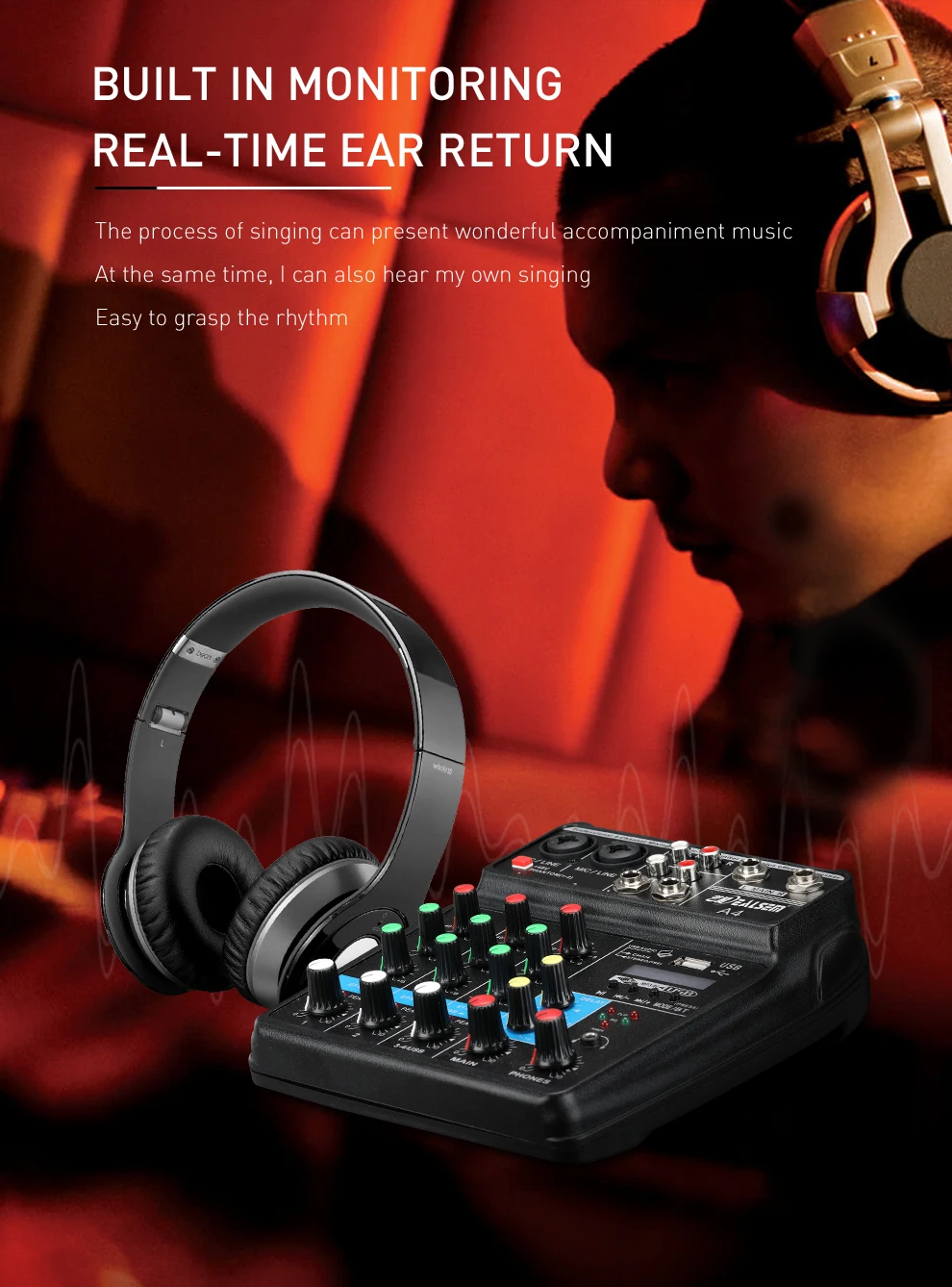 Anjiesi Studio Sound Card Recording 4 Channel Professional Audio Video