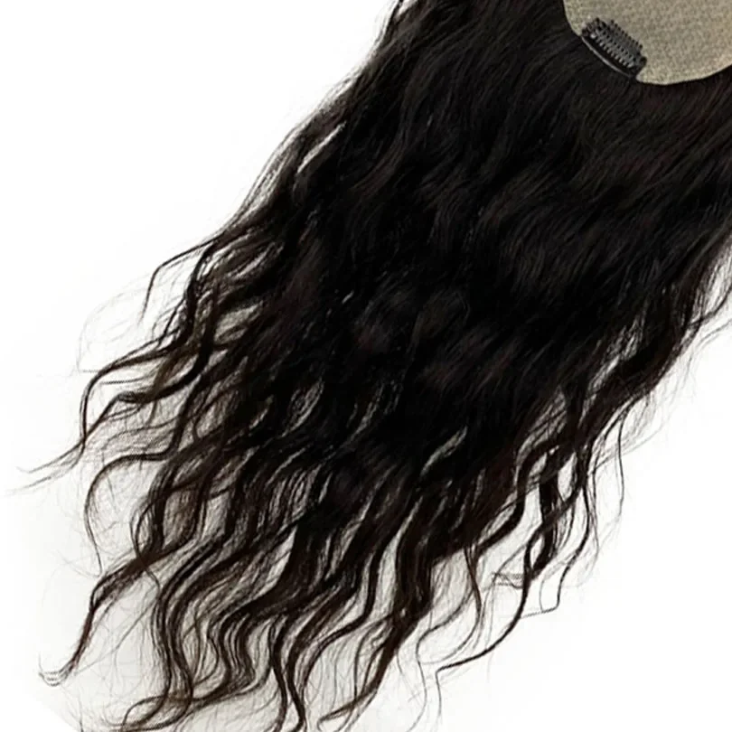 10-22 Zijden Basis Menselijk Haar Topper met 4 Clips In Haar Toupetjes Braziliaanse Losse Golvende Fijne Haarstuk Toupetje Voor Vrouwen_voghion.com