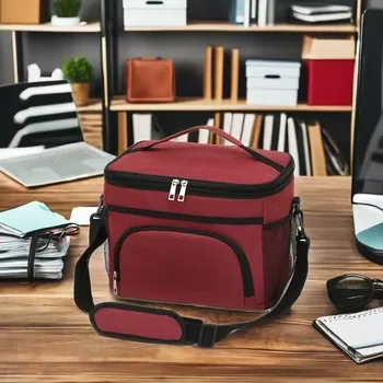 Fire Ice Artifact Insulated Cooler Lunch Bag Smart Letter Pattern Design Office Outdoor Travel Enjoy Warm Delicious Food Always