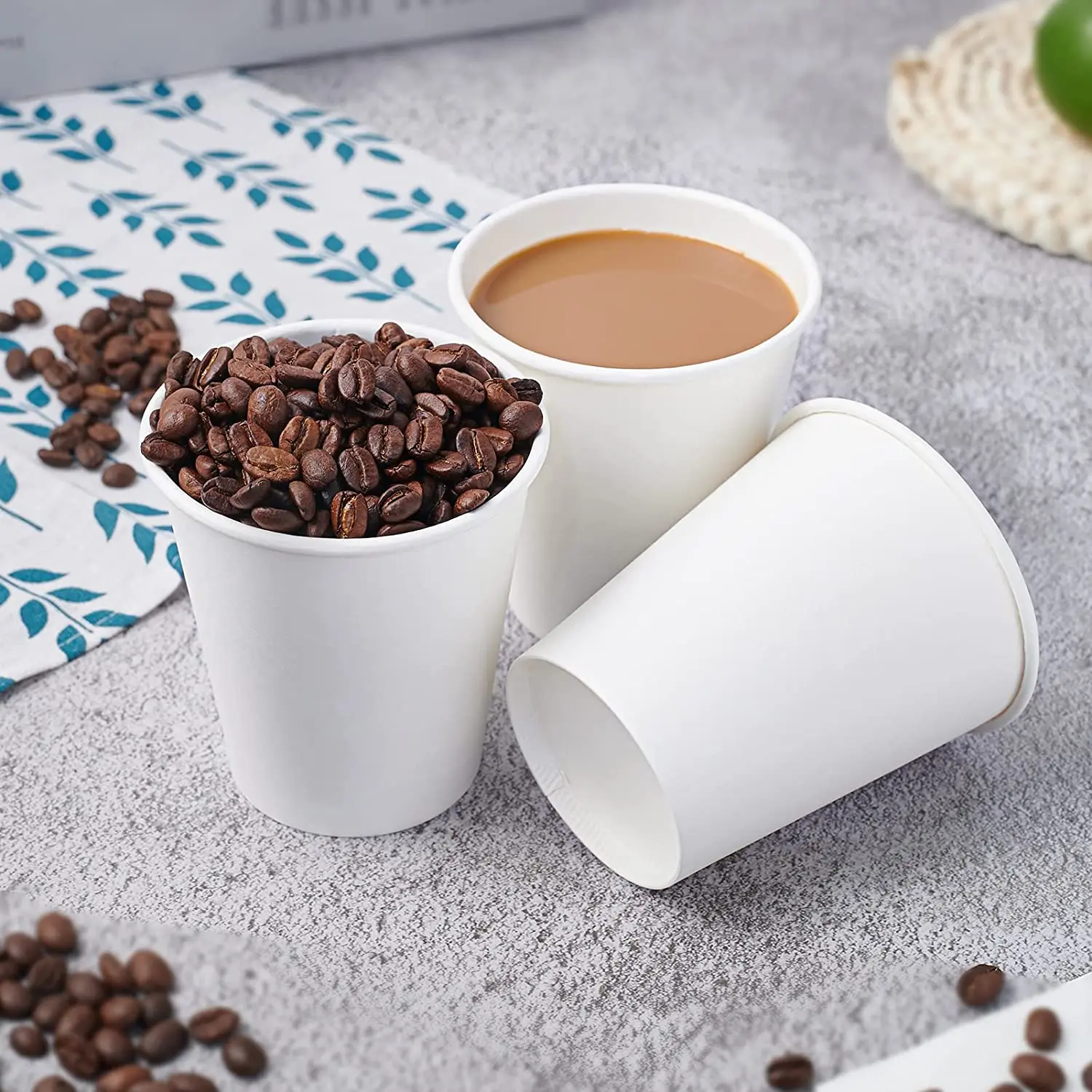 8oz 12oz 16oz Green Disposable Coffee Cups Party Favors Drinking Milk Tea Soy Juice red colorful Paper Cups with Lids supplier