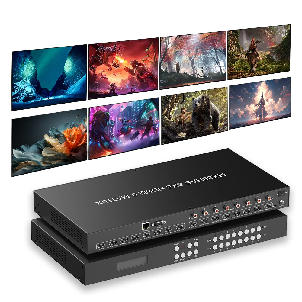 Hdmi 2.1 matrix 4x4 4k 120hz Switcher hdmi Video Wall matrix 4x2 4*4 8*8 2 in 2 Out 8k hdmi matrix Switcher