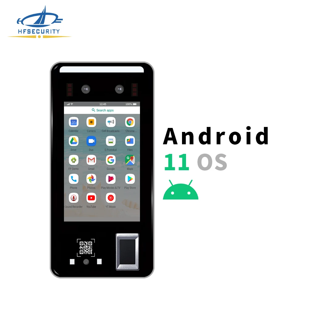 HFSecurity FR05 QR Scanner and Fingerprint Scanner HR Payroll Employee Facial Recognition Rfid Access Control Machine