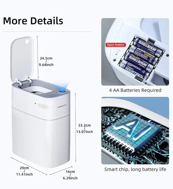 Smart Induction Trash Bin Modern Rectangular Garbage Can For