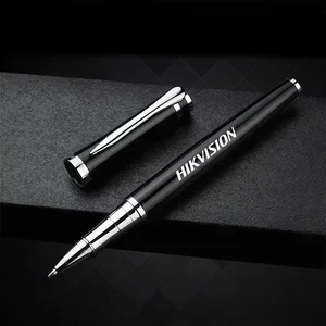 Factory Premium High Quality Luxury Elegant Business Advertising Gift Promotional Black Metal Roller Ball Pen with Custom Logo
