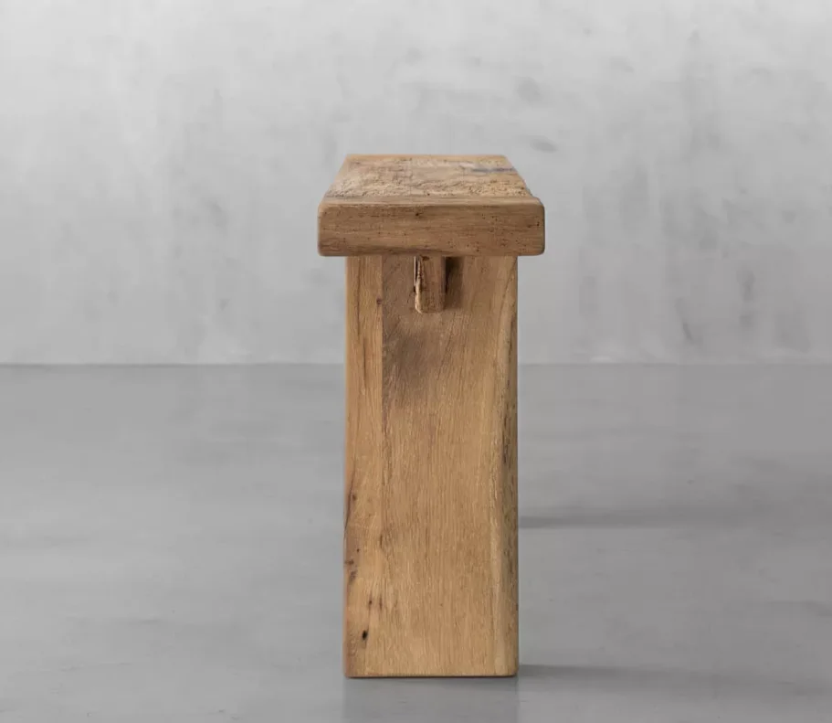 Reclaimed Oak Wood Console Tables for Living Room Furniture Entrance Side Table in Wabi Sabi Style