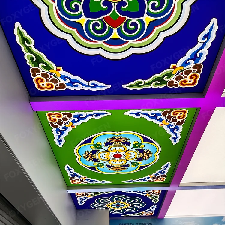 translucent maple leaves 3d design stretch pvc ceiling film -15