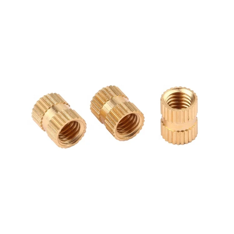 China wholesale custom injection molded female brass knurled insert metal threaded brass inserts nuts for plastic