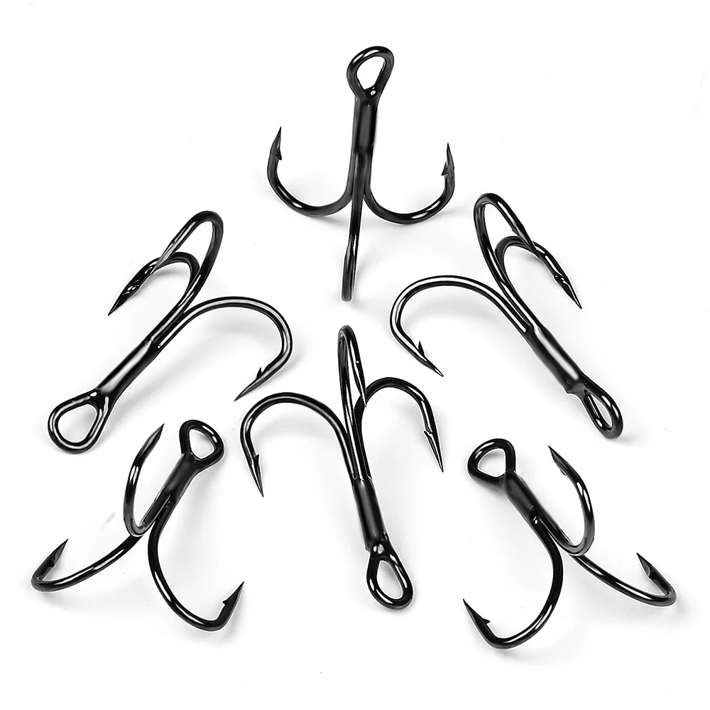 Newmajor 35648 24 Fishing Hooks Black Barbed Triple Fishhook